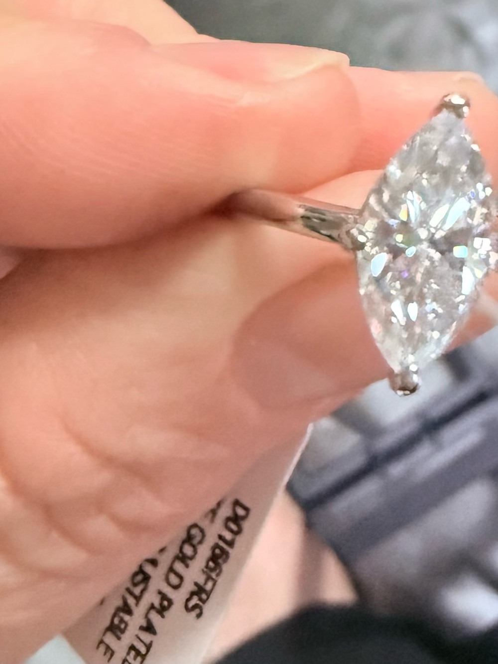 White Gold band/setting Marquise Solitaire 2CTW VVSD Moissanite Adjustable Ring
